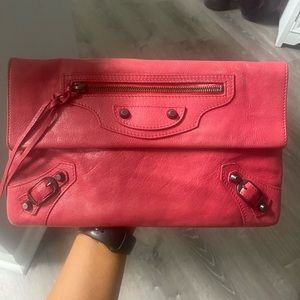Authentic Gorgeous hot pink balenciaga clutch